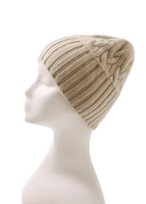 Korea Style Knitting Pattern Pure Cashmere Cable Hat — 100% Cashmere